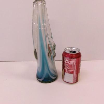 Hand Blown Swirl Glass Vase Approx 11" Tall #23