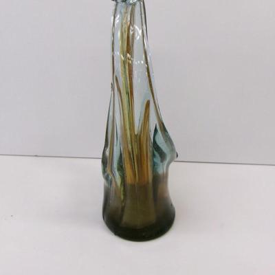 Hand Blown Swirl Glass Vase Approx 11" Tall #24