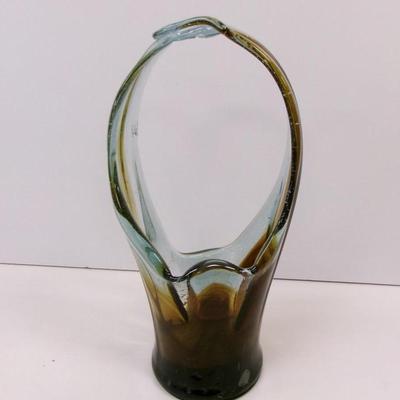 Hand Blown Swirl Glass Vase Approx 11" Tall #24