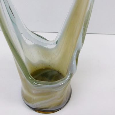 Hand Blown Swirl Glass Vase Approx 11" Tall #27