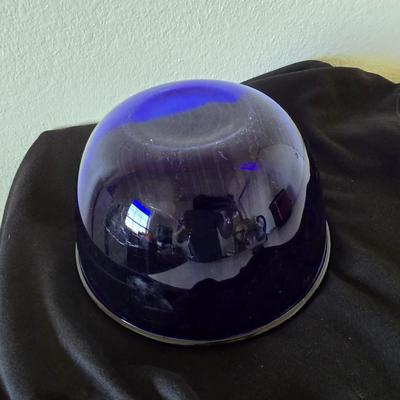 Beautiful, retired Princess House Heritage sapphire pitcher and mugs with Cobalt Blue Glass Bowl