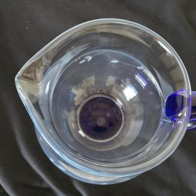 Beautiful, retired Princess House Heritage sapphire pitcher and mugs with Cobalt Blue Glass Bowl