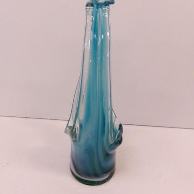 Hand Blown Swirl Glass Vase Approx 11" Tall #29