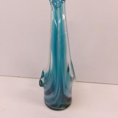 Hand Blown Swirl Glass Vase Approx 11" Tall #29