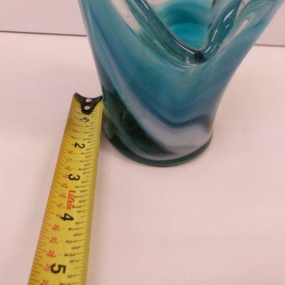 Hand Blown Swirl Glass Vase Approx 11" Tall #29