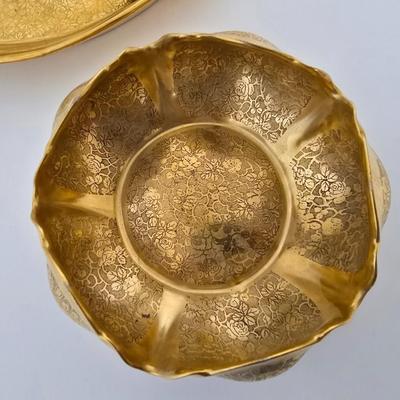 Antique RS Germany Pickard-Style Gold Etched Serving Set