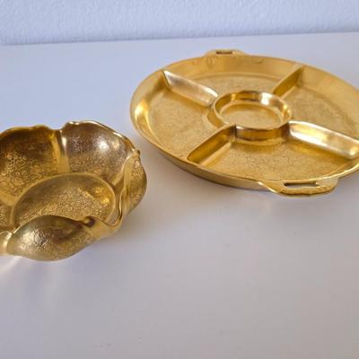 Antique RS Germany Pickard-Style Gold Etched Serving Set