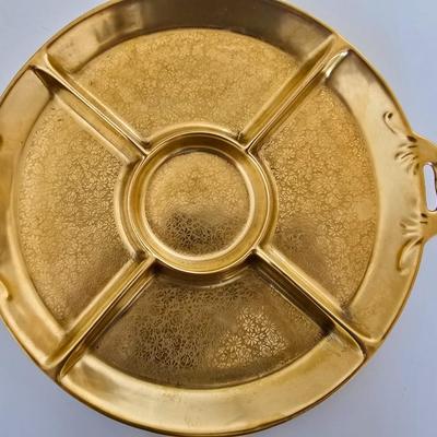 Antique RS Germany Pickard-Style Gold Etched Serving Set