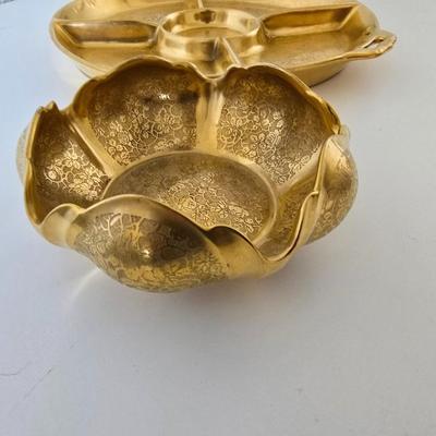 Antique RS Germany Pickard-Style Gold Etched Serving Set