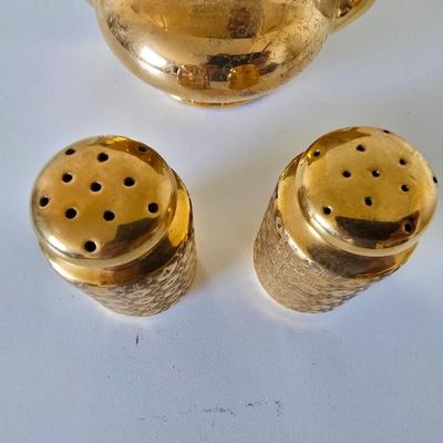 Pearl China Co. 22kt Gold marked Vase with Salt & Pepper Shakers