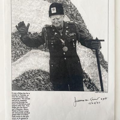 Medal of Honor Recipient James M. Burt signed photo