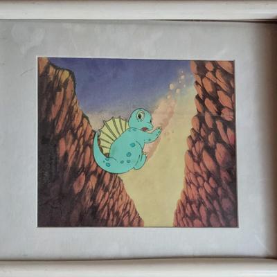 Dink, The Little Dinosaur Framed Animation Cel. Damaged Frame