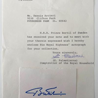 Prince Bertil, Duke of Halland original signature
