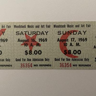 Woodstock Concert 3 day ticket Aug. 15,16,17 1969
