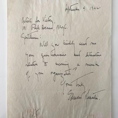 Sculptor Edmond Amateis signed letter