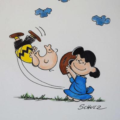 Charles Schulz Charlie Brown & Lucy original signed drawing