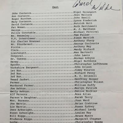 No Blade of Grass signed casting list Signed by Cornel Wilde