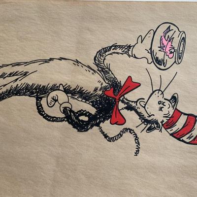 Dr. Seuss hand drawn and signed sketch