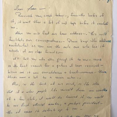 Actor Peter Brown signed letter