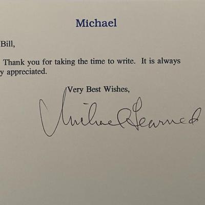 The Waltons Michael Learned Signed Note