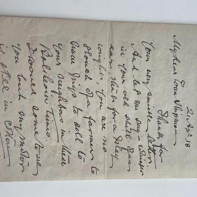 William M. Folger signed letter