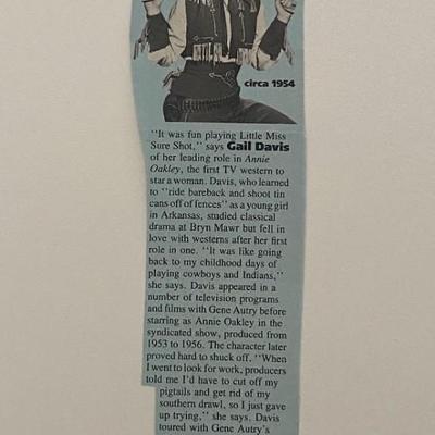 Annie Oakley star Gail Davis Signed Magazine Article