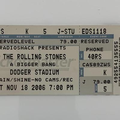 Rolling Stones ticket Dodger Stadium 11/18/06