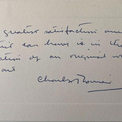 Painter Charles T. Coiner signed note