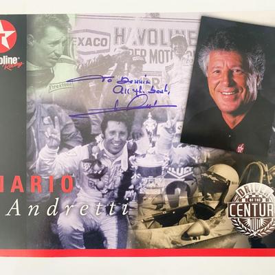 Mario Andretti signed postcard