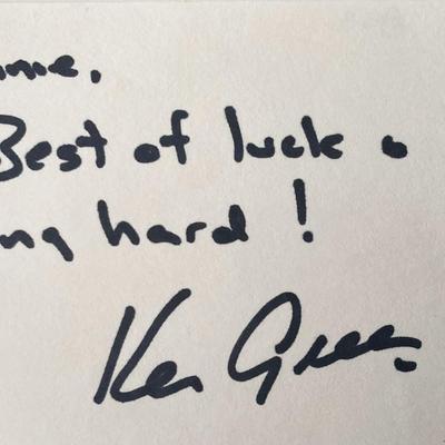 PGA champion  Ken Green signed note