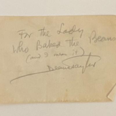 Music composer Deems Taylor signed note