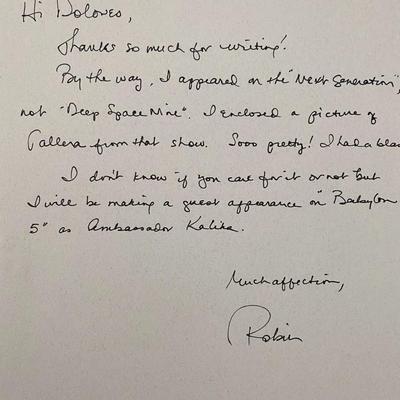 Robin Curtis signed personal letter
