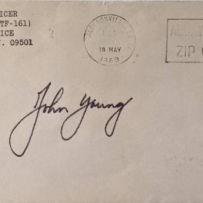 John Young Signed Apollo 10 Recovery Cover