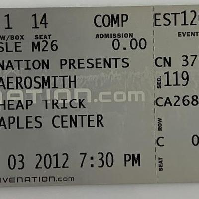 Aerosmith concert ticket Staples Center Dec. 12, 2012