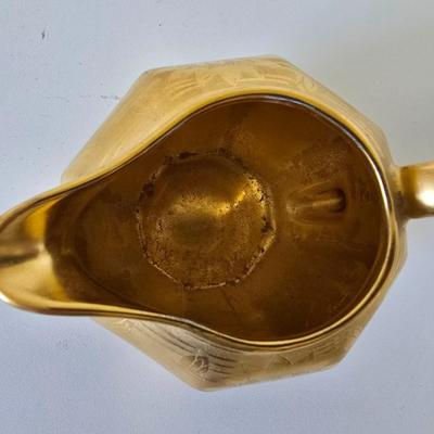 Vintage Etched Gold Creamer & Sugar Bowl Set