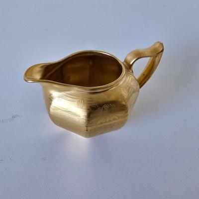 Vintage Etched Gold Creamer & Sugar Bowl Set