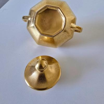 Vintage Etched Gold Creamer & Sugar Bowl Set