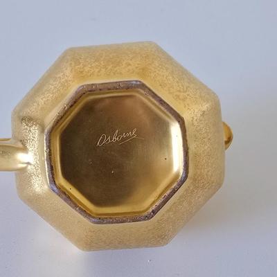 Vintage Etched Gold Creamer & Sugar Bowl Set