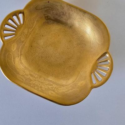 Antique Pickard Etched Gold Tray Set on Limoges Porcelain – Early 20th Century