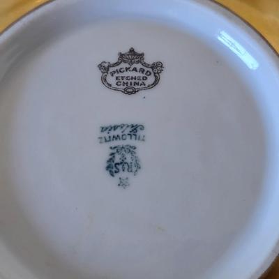 Antique Pickard Etched Gold Tray Set on Limoges Porcelain – Early 20th Century