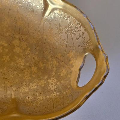 Antique Pickard Etched Gold Tray Set on Limoges Porcelain – Early 20th Century