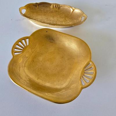 Antique Pickard Etched Gold Tray Set on Limoges Porcelain – Early 20th Century