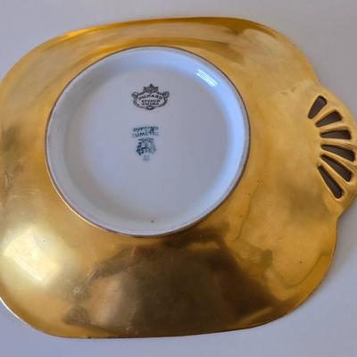 Antique Pickard Etched Gold Tray Set on Limoges Porcelain – Early 20th Century