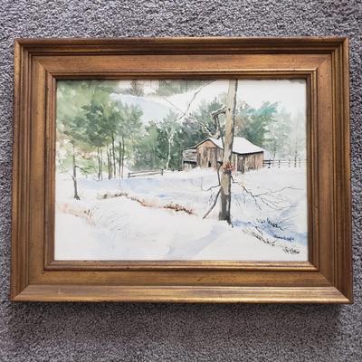 Joan Lape's "Papa's Barn" Local Weaverville Artist (PBB-KD)