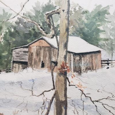 Joan Lape's "Papa's Barn" Local Weaverville Artist (PBB-KD)