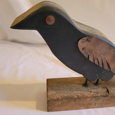Wooden Bird Art and Mesh Basket (D-EL)