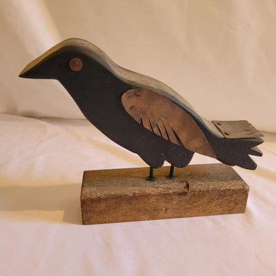 Wooden Bird Art and Mesh Basket (D-EL)