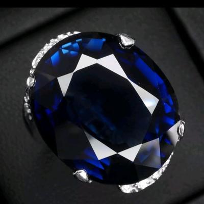 Invaluable Blue Tanzanite Rare 27.85Ct 925 Sterling Silver Ring Size 6