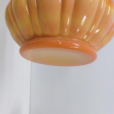 L. E. Smith Simplicity Bittersweet Ribbed Pattern Swung Tall Yellow & Orange Glass Vase Approx 18" Tall #18
