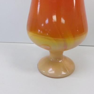 L. E. Smith Cream To Orange Glass Vase Approx 18" Tall #17